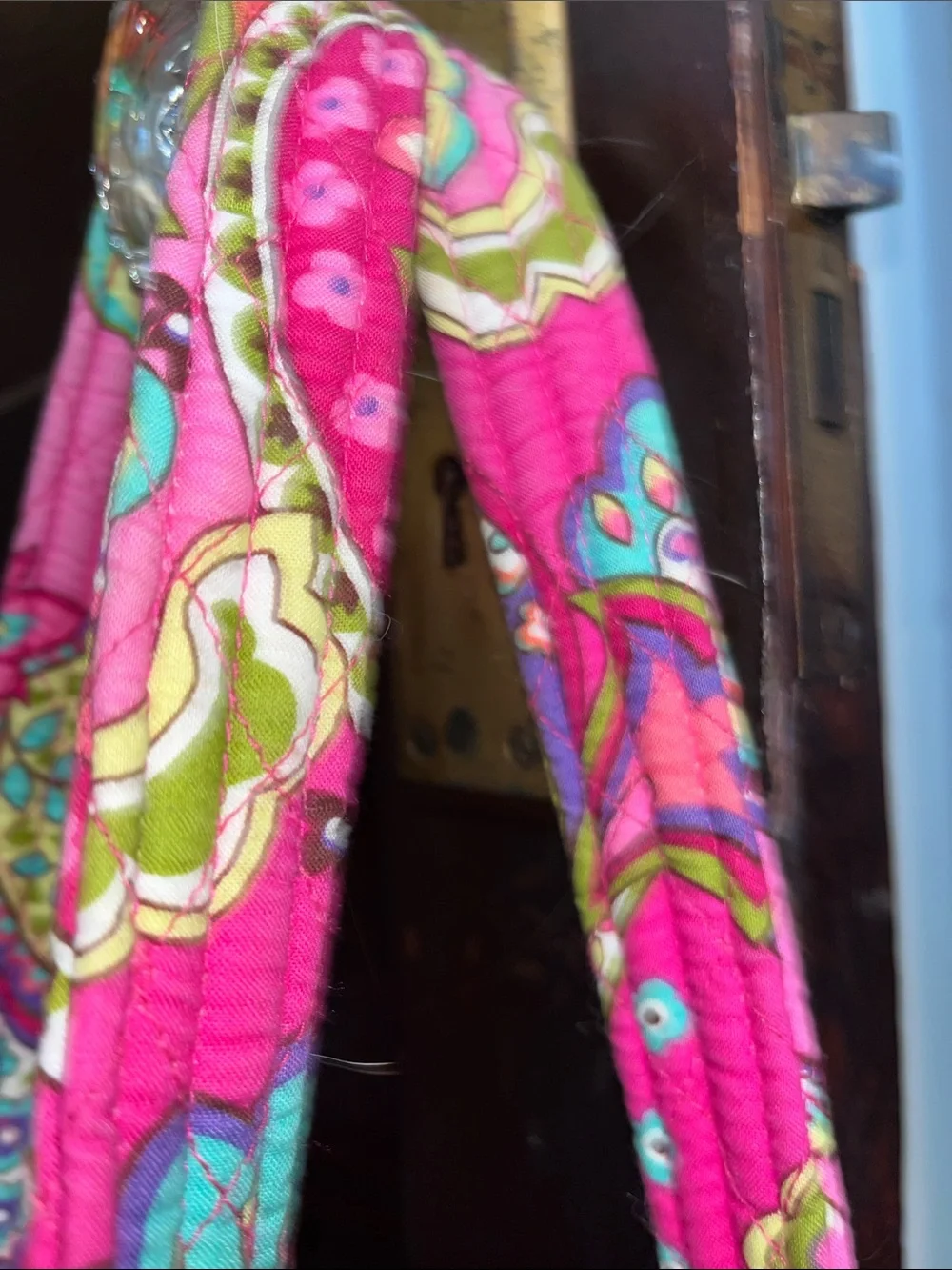 Vera Bradley Hot Pink Paisley Quilted Tote with Teal & Orange Accents - Picture 6 of 6